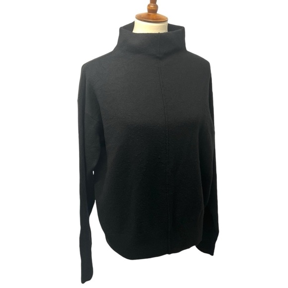 Nordstrom Black Wool Blend Mock Neck Pullover Basic Capsule Sweater Womens Small - Picture 6 of 9